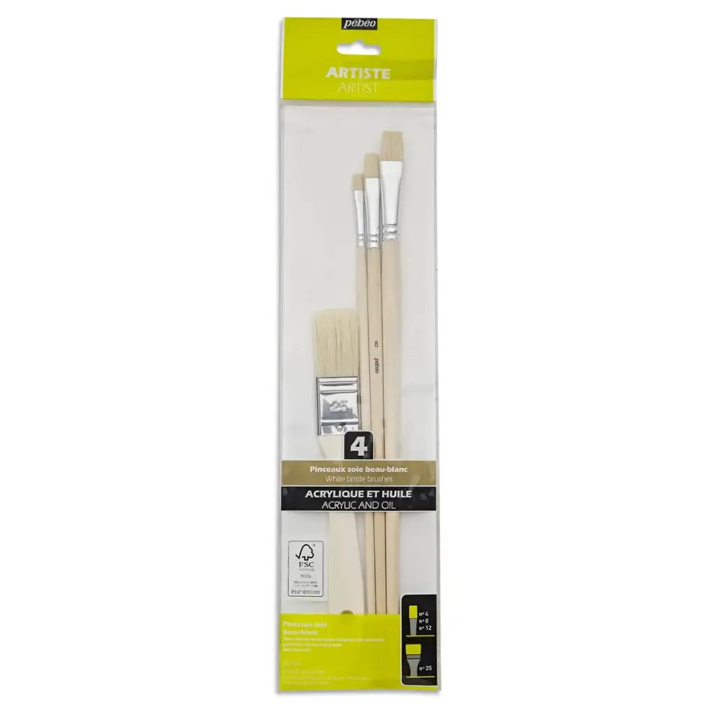 Pinceles Pebeo Acrílico y Óleo Sets Pelo Cerda Blanca