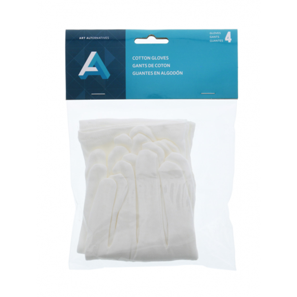 Guantes 100% Algodón Blancos Mediano Art Alternatives Pack 4