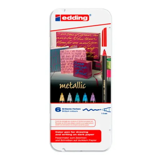 [4-1200-6] Marcadores Metálicos Edding Set 6 Colores